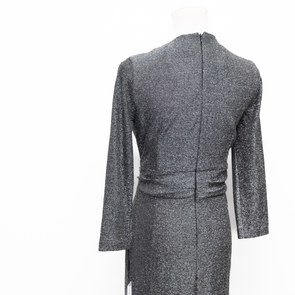 Calvin Klein - Metallic Faux-Wrap Cocktail Dress - Picture 11 of 11
